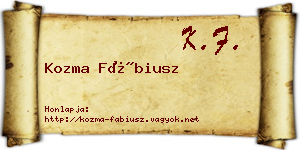 Kozma Fábiusz névjegykártya